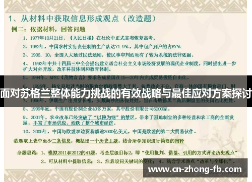 面对苏格兰整体能力挑战的有效战略与最佳应对方案探讨