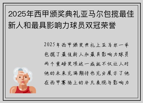 2025年西甲颁奖典礼亚马尔包揽最佳新人和最具影响力球员双冠荣誉