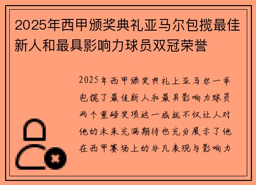 2025年西甲颁奖典礼亚马尔包揽最佳新人和最具影响力球员双冠荣誉